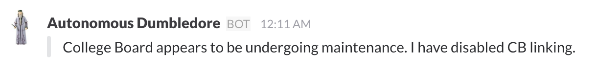 Slack message for linking disabled